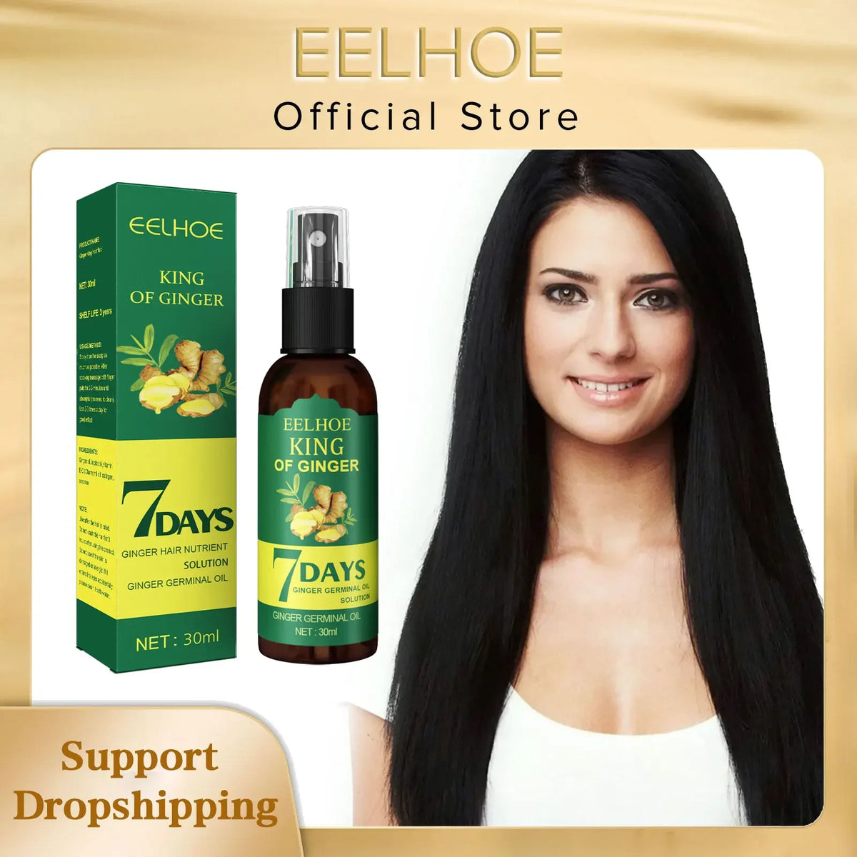 EELHOE 7-Day Ginger Hair Growth Spray Scalp Serum 50ml Hair Growth Serum Qst