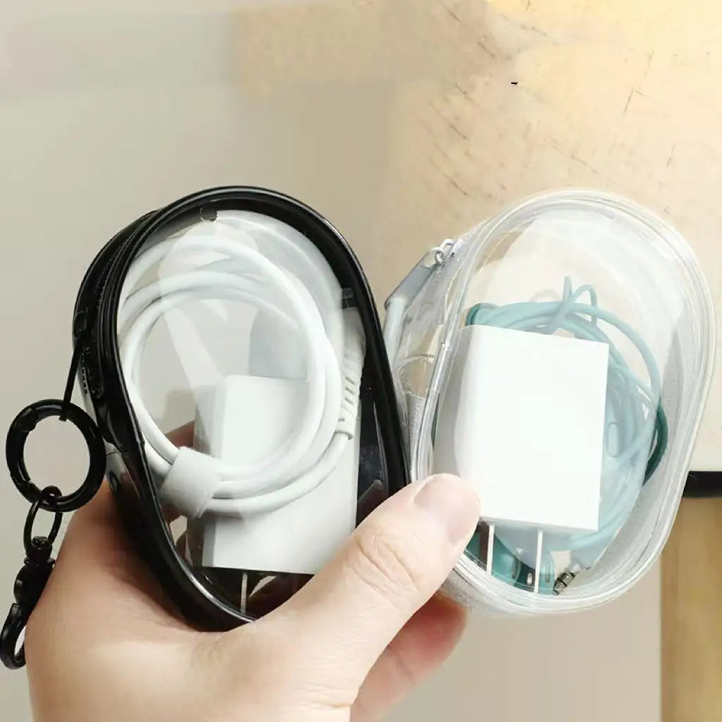 Clear Cable & Cord Travel Organizer Bag | Compact PVC Pouch Cable Organizer Bag Qme