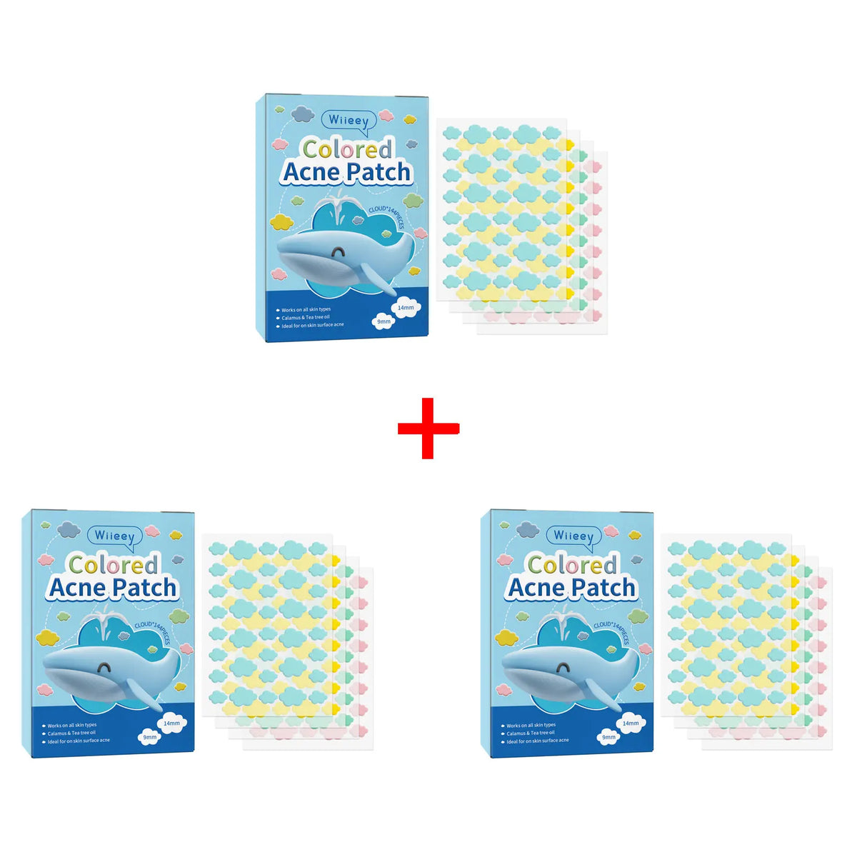 Wiieey Star Acne Patches – Colorful Pentagram Pimple Stickers Acne Patch Stickers Qst Cloud 144pcs x 3