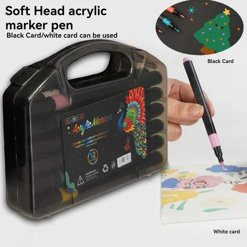 Acrylic Marker Pen Set 12–80 Colors | Waterproof Quick Dry Acrylic Marker Set Qme