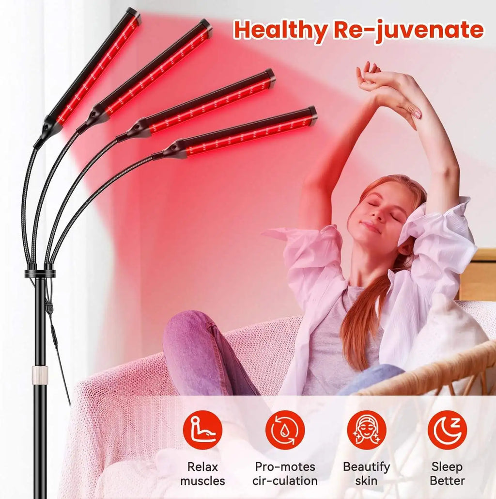 Red Light Therapy Lamp 660nm 850nm – 3-in-1 Adjustable Stand Red Light Therapy Lamp Qst