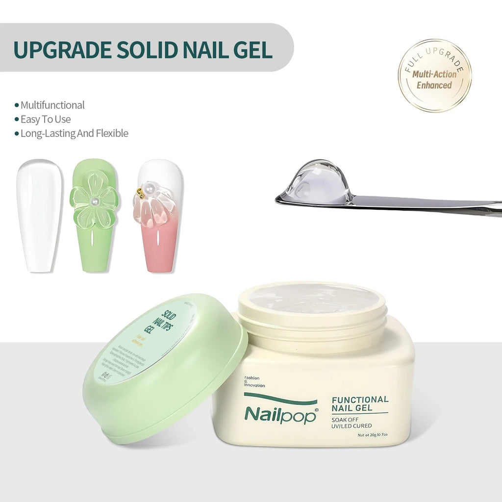 Nailpop Solid Nail Gel Adhesive for Press-On Nails – Ultra Strong Nail Gel Adhesive Qme