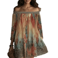 Floral Off-Shoulder Lace Trim Loose Summer Dress Summer Dress Qme S Flower Leopard