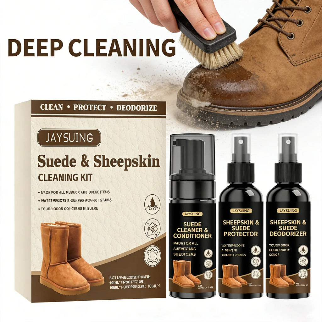 Suede & Sheepskin Cleaner – Stain Remover & Odor Eliminator Suede Cleaning Kit Qme