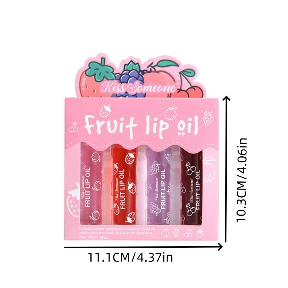 Fruit Ball Lip Oil Moisturizing Balm – 4-Pack Lip Care Set Lip Oil Balm Qme