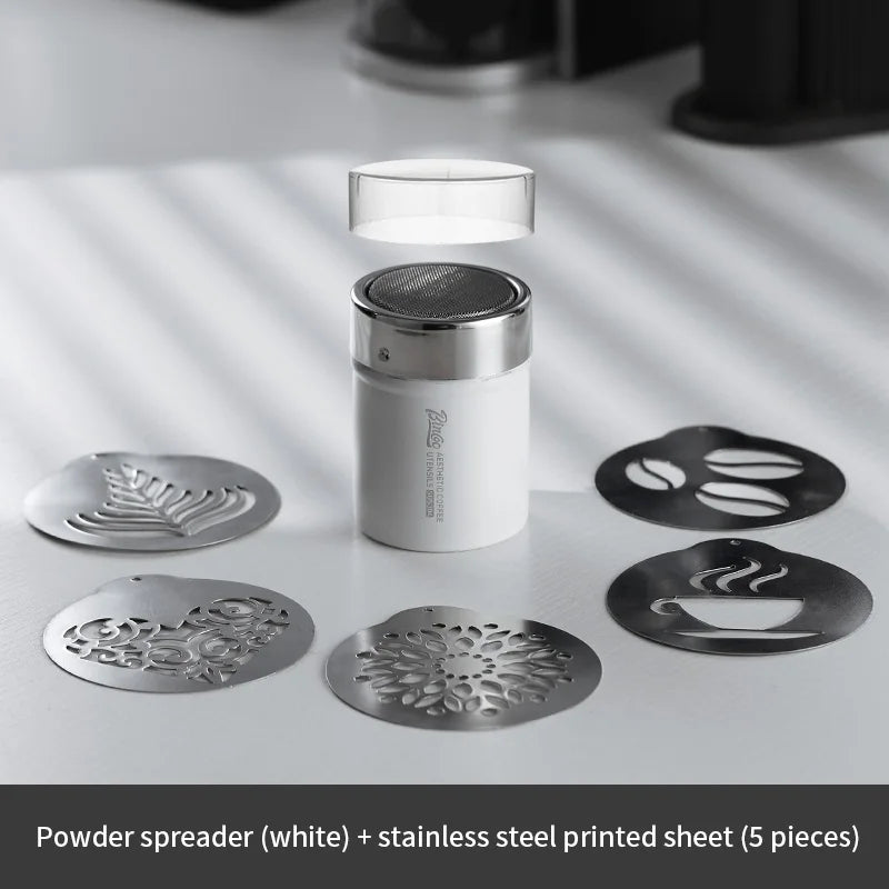 Bincoo Stainless Steel Coffee Powder Shaker & Cocoa Sifter Set Coffee Powder Shaker Qst white 6pcs set