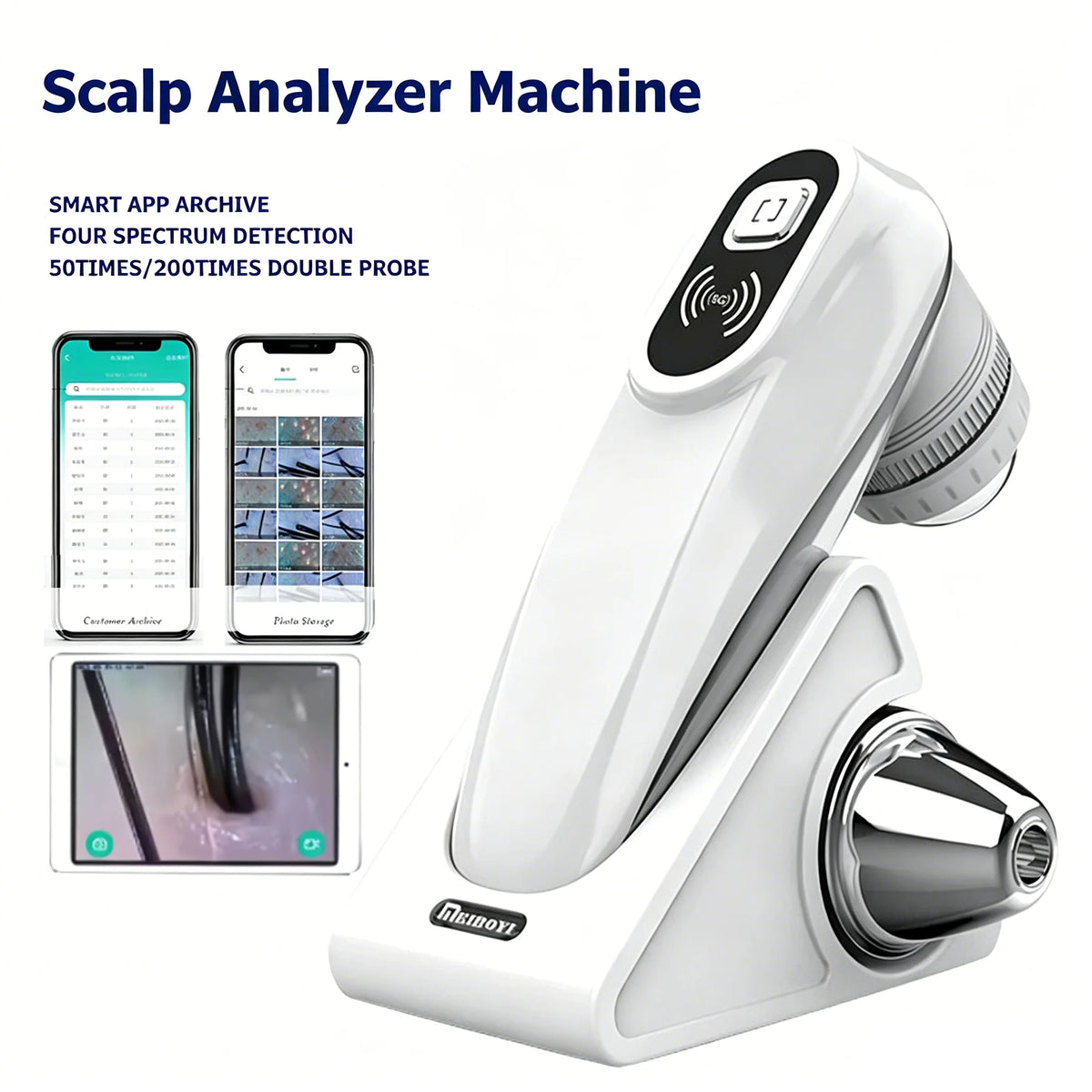 Wireless HD Wi-Fi Scalp & Skin Analyzer – 50X/200X Hair Follicle Scalp Skin Analyzer Qst