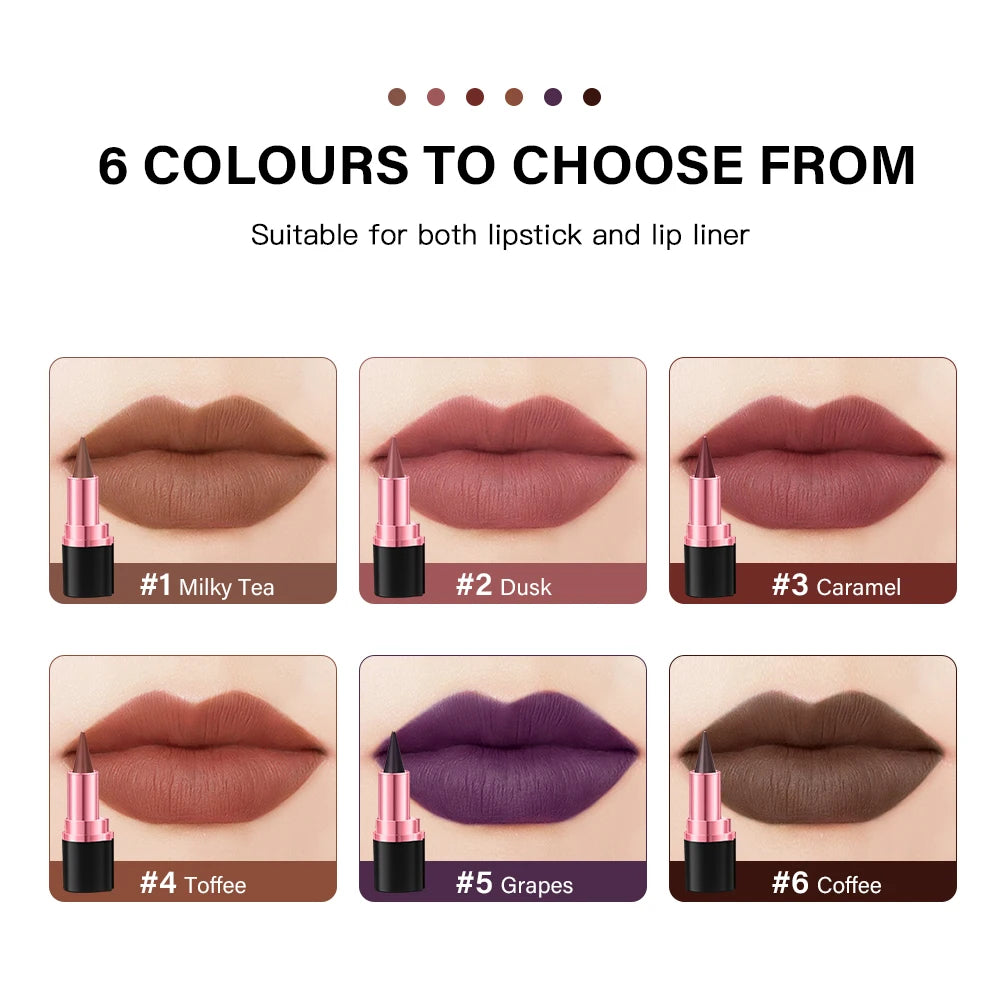 Waterproof Gradient Lip Liner & Lipstick Pencil – 6 Shades Lip Liner Pencil Qst