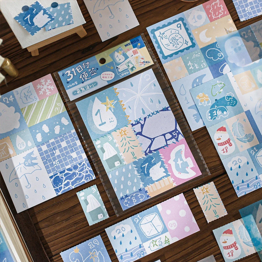 TIANZI Dual-Material Sticky Notes Creative Memo Pads – 6 Colors Creative Sticky Notes Qme