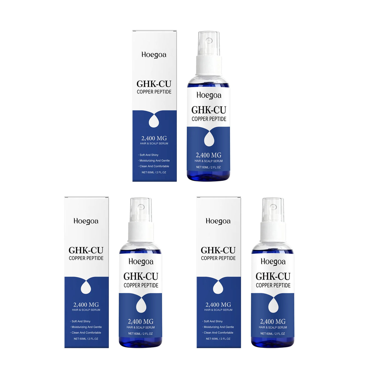 HOEGOA Copper Peptide Hair Growth Serum – Scalp Essence Hair Growth Serum Qst 3pcs