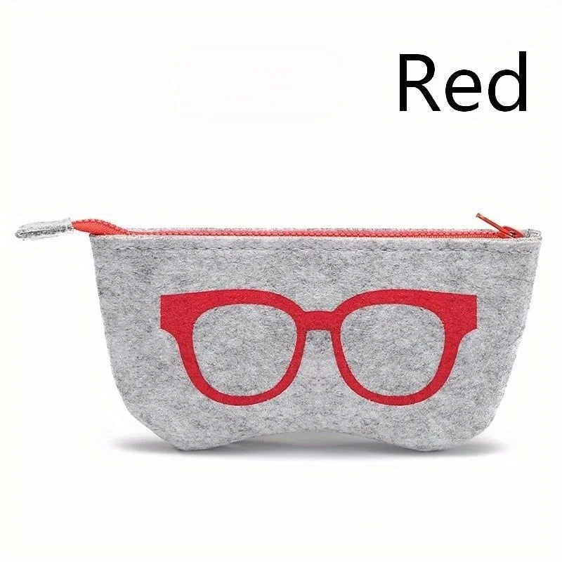 Soft Felt Eyeglasses Pouch | Zippered Sunglasses Storage Bag Eyeglasses Pouch Qme