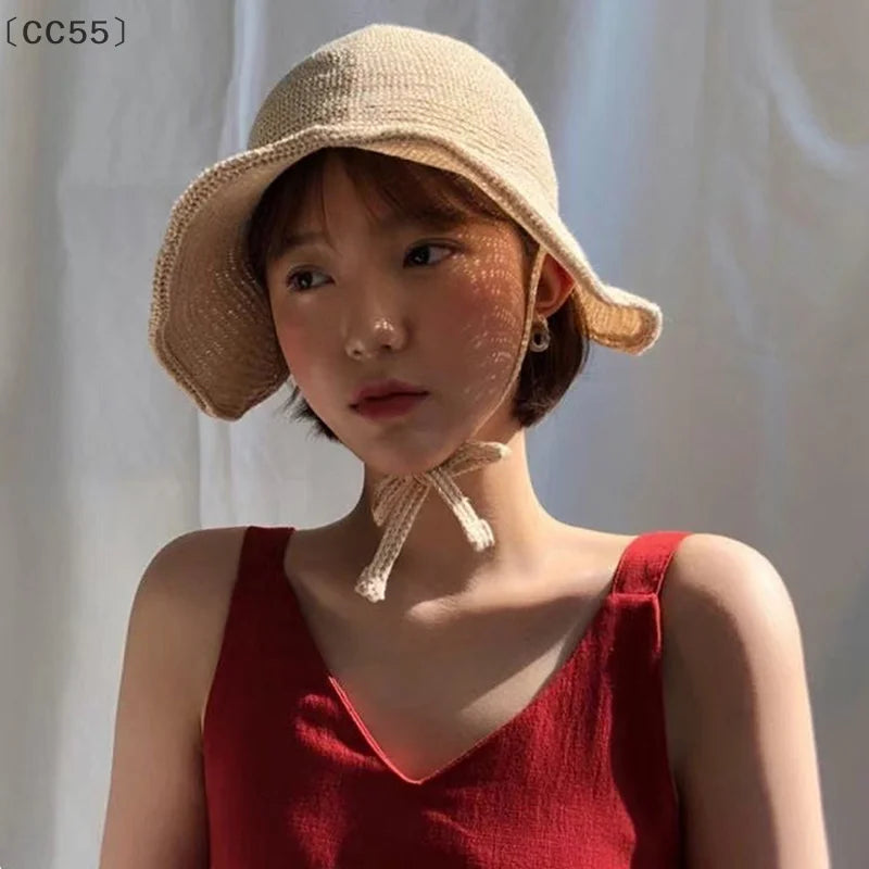 Women's Wide Brim Straw Linen Sun Hat – Bow Beach Cloche Wide Brim Sun Hat Qst