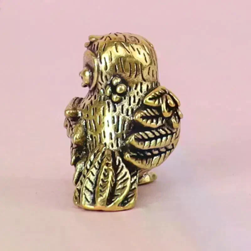 Mini Brass Owl Figurine – Retro Metal Bird Statue Tea Pet Decorative Figurine Qme
