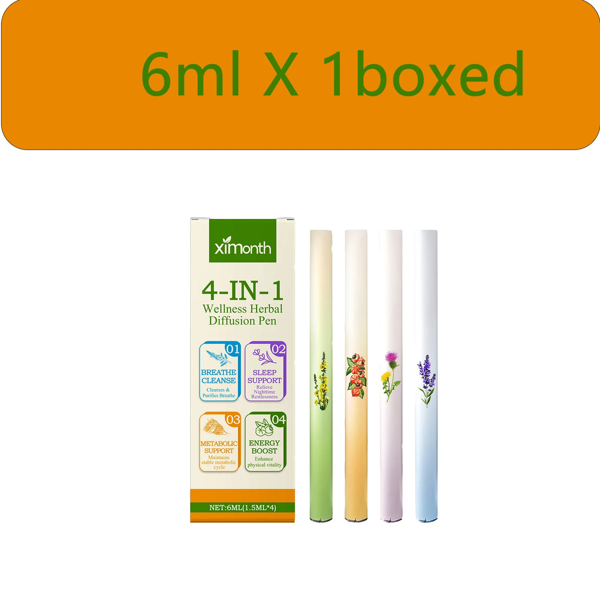 4-in-1 Herbal Aromatherapy Diffuser Pen – 4pcs Set Aromatherapy Inhaler Pen Qst 6ml X 1boxed