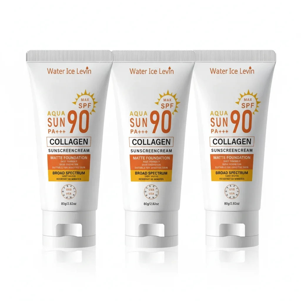 SPF 90 Collagen Sunscreen Cream – Matte, Reef Friendly, 36H Collagen Sunscreen Cream Qme Ivory 80g