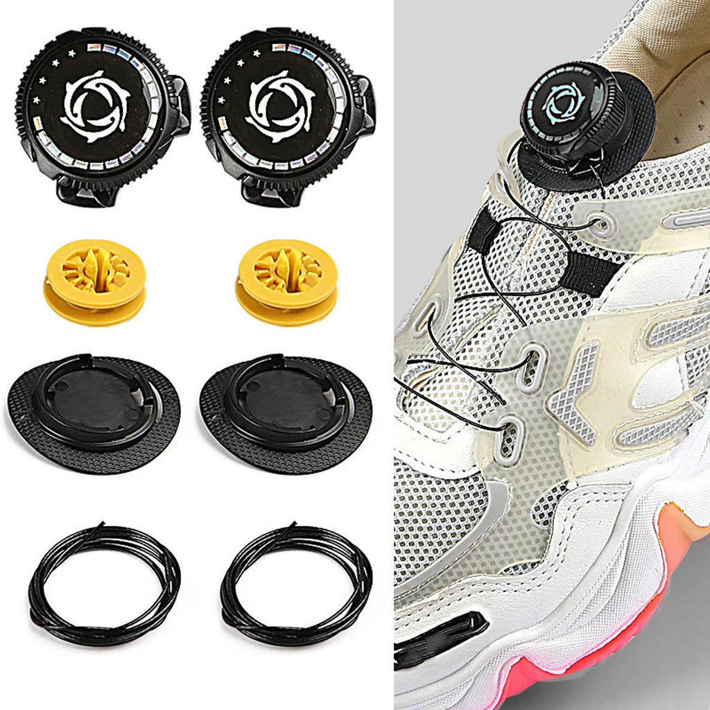 4-Pack Elastic No-Tie Rotating Buckle Shoelaces | Steel Wire No-Tie Shoelaces Qme