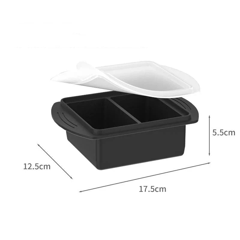 Silicone Freezer Mold Tray with Lid | Single & Double Compartment Silicone Freezer Mold Qme A12