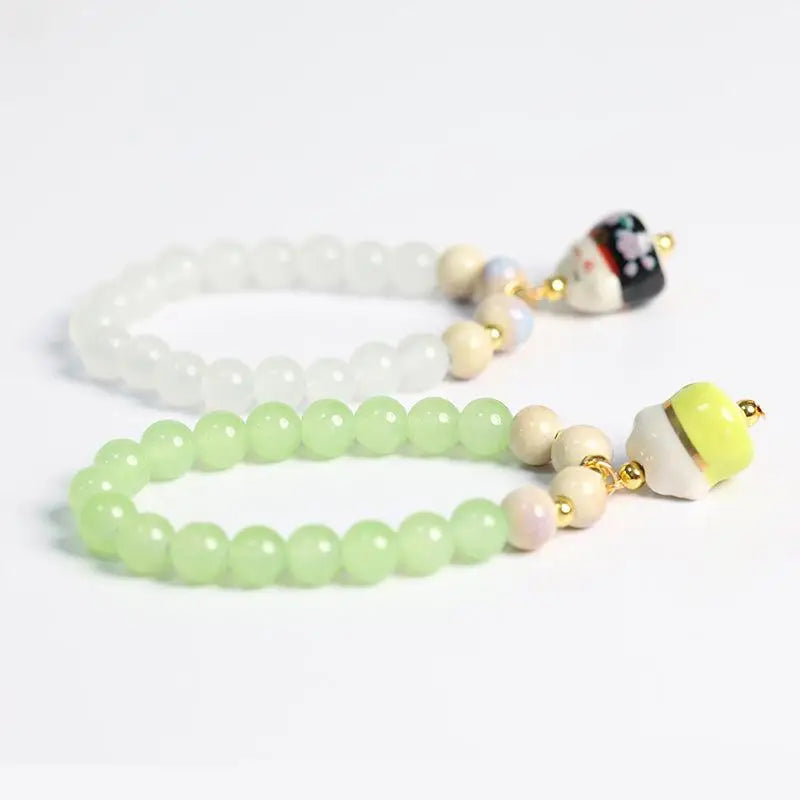 Boho Fortune Cat Charm Bracelet – Stretch Wire Women's Jewelry Charm Bracelet Qme