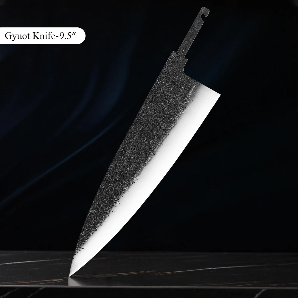 TURWHO VG10 Chef Knife Blank Blade – DIY Hand Forged Steel Knife Blank Blade Qst 9.5 inch Gyuto