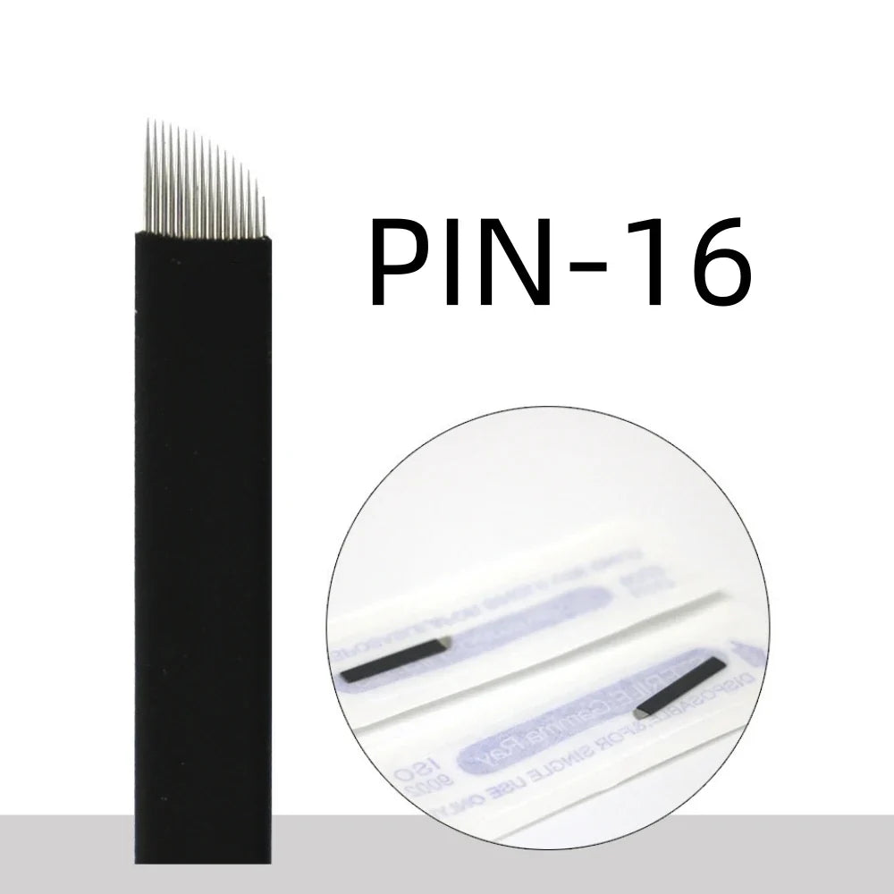 Qme Black Microblading Needles PMU Permanent Makeup Blades Microblading Needles Qme Flex 16pin Lot Of 50PCS