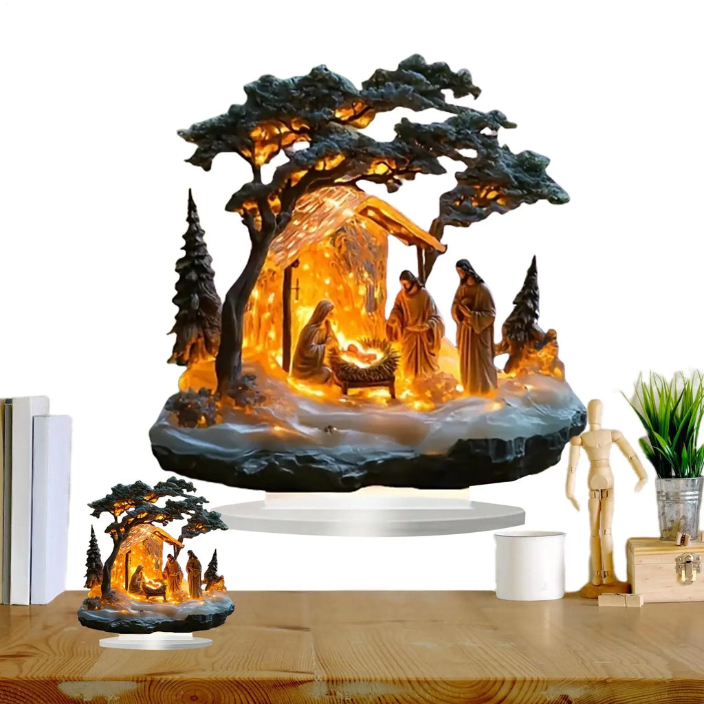 Acrylic Nativity Figurine Christmas Tabletop Scene Decor Nativity Figurine Set Qme