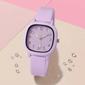 Candy Colored Silicone Square Quartz Watch – Student Sports Silicone Quartz Watch Qme PURPLE