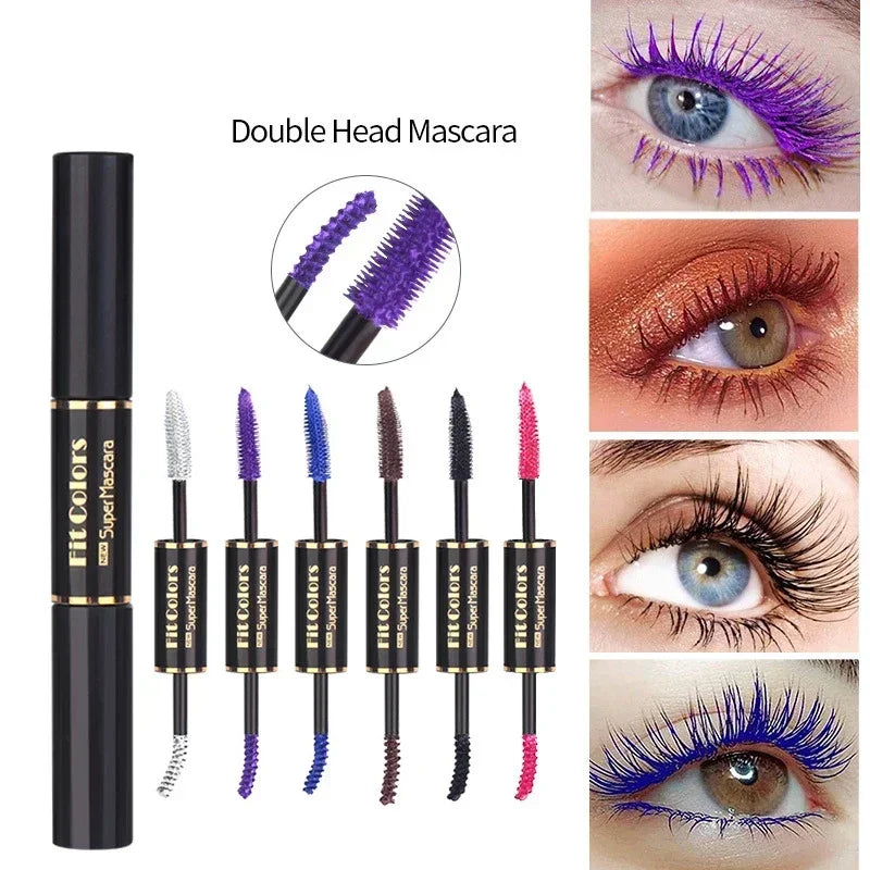 Double Head Colorful Waterproof Mascara – Thick Lash Extension Colorful Mascara Qme