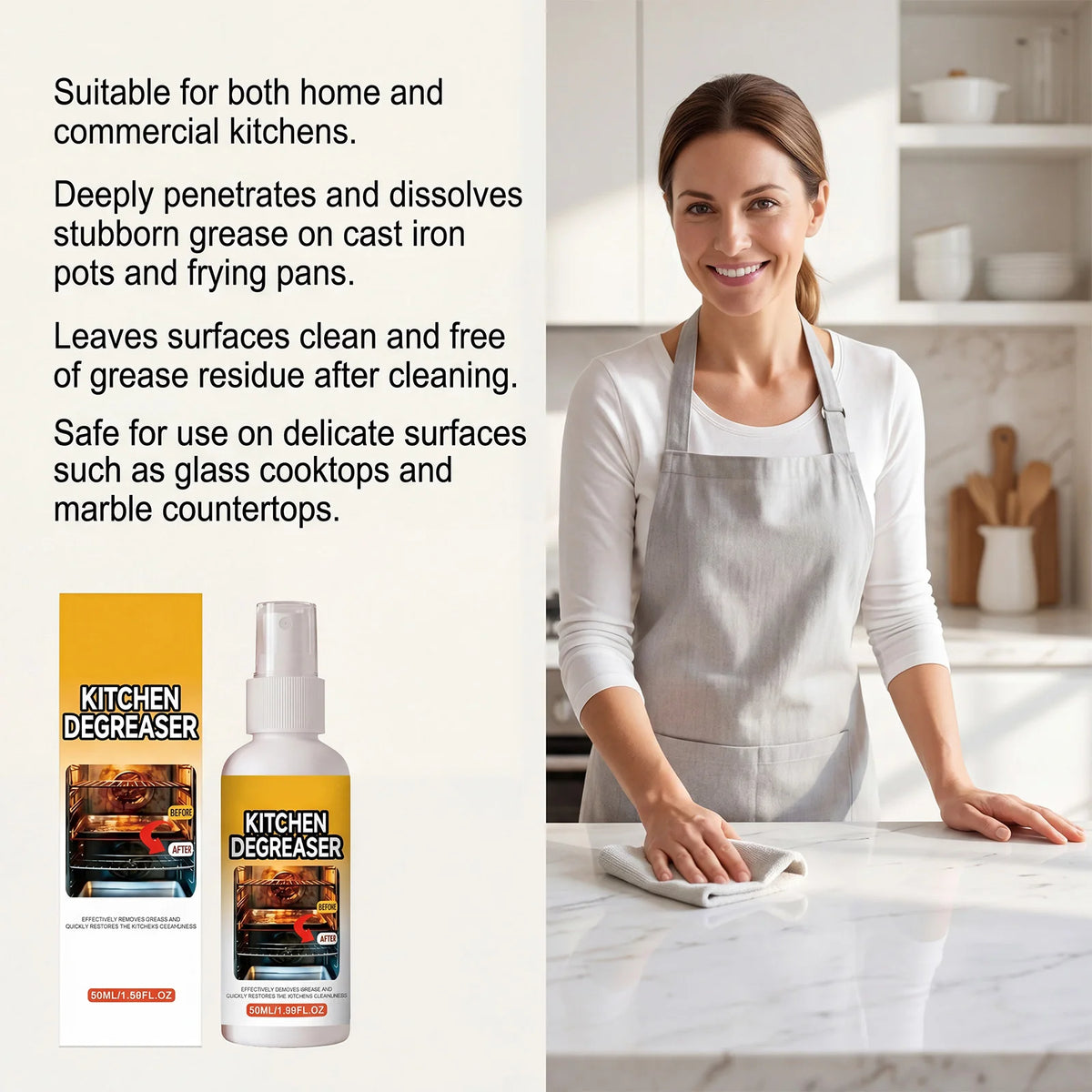 50ml Kitchen Degreaser Spray – Deep Clean & Restore Gloss Kitchen Degreaser Spray Qst
