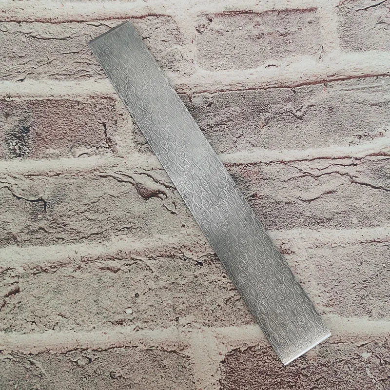Damascus Steel Knife Blank Billet – Heat Treated DIY Bar 22x3cm Knife Making Billet Qst