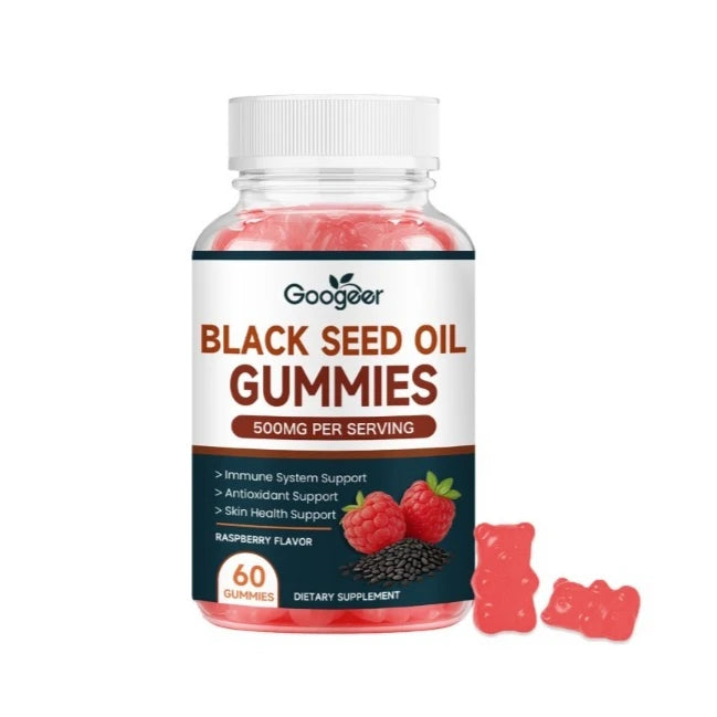Black Seed Oil Gummies 500mg – Zinc, Pomegranate, Raspberry, 60ct Herbal Supplement Gummies Qst 60 Count(Pack of 1)