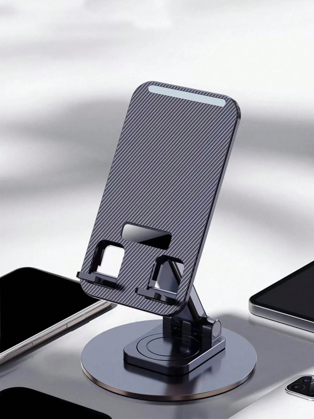 360° Rotating Foldable Phone Stand – Adjustable Lazy Holder Phone Stand Qme black