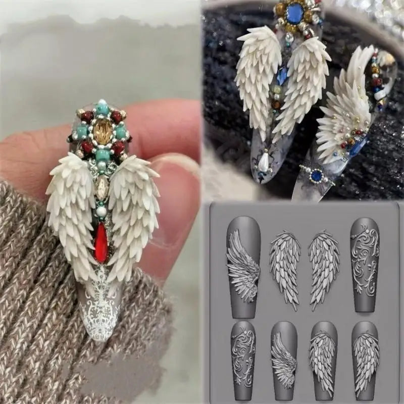 3D Silicone Nail Art Mold – Flower Bow Butterfly Templates Nail Art Mold Qst