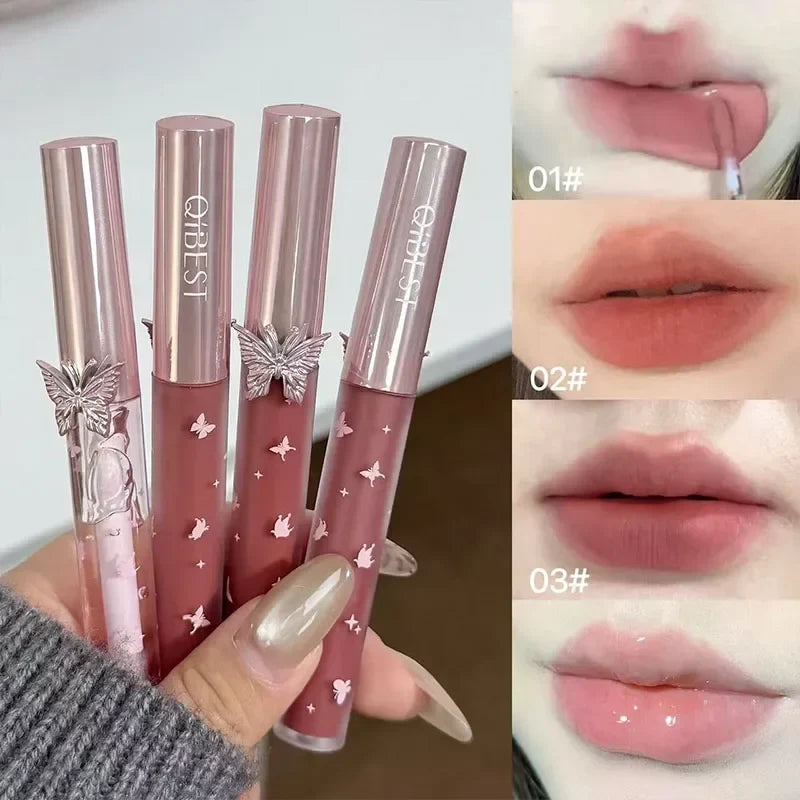 QIBEST 4-Piece Lip Set: 3 Matte Lipsticks + Lip Balm Oil Lip Makeup Set Qme