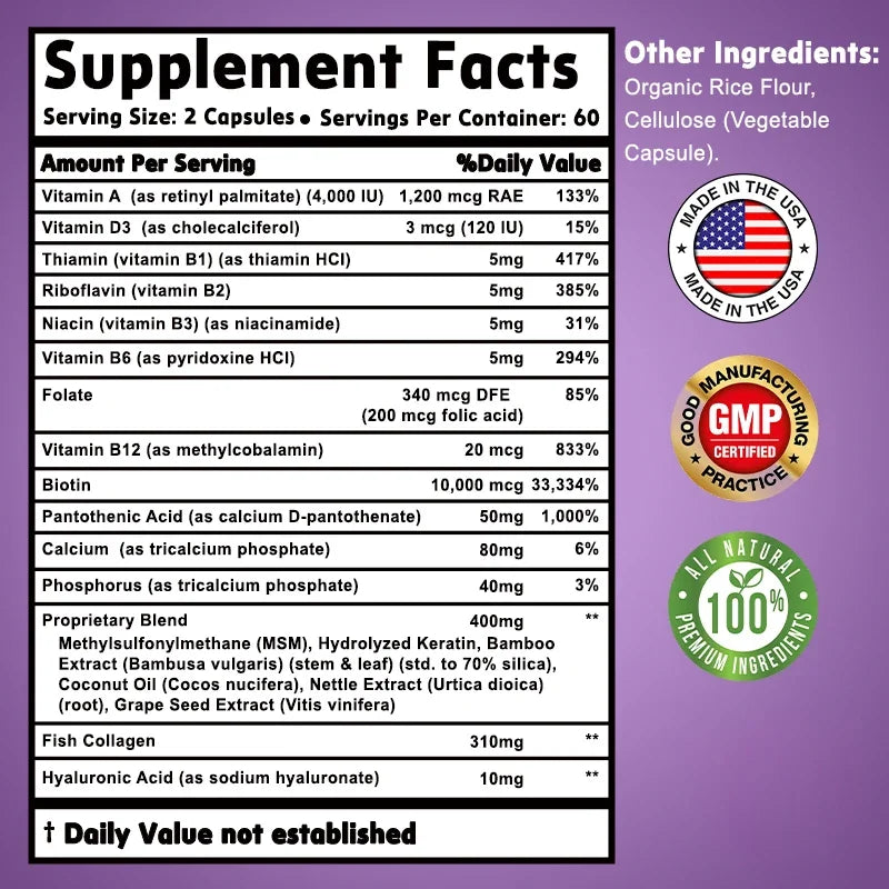 Xemenry Biotin Supplement – Hair, Skin & Nail Capsules Beauty Supplement Qst