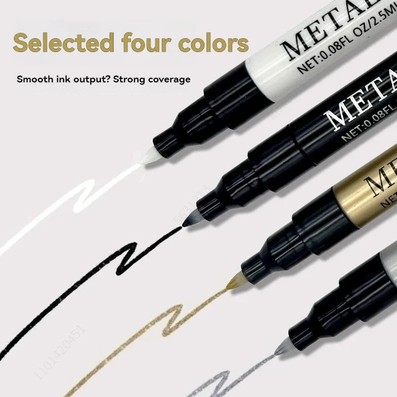 4-Color Metal Nail Art Graffiti Marker Pens – Waterproof DIY Nail Art Marker Set Qme