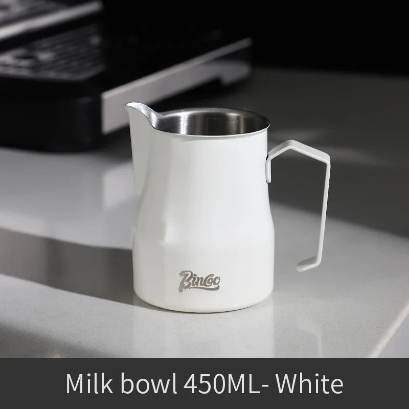 Bincoo Pink Stainless Steel Milk Frothing Pitcher 300/450ml Milk Frothing Pitcher Qst White 450ml