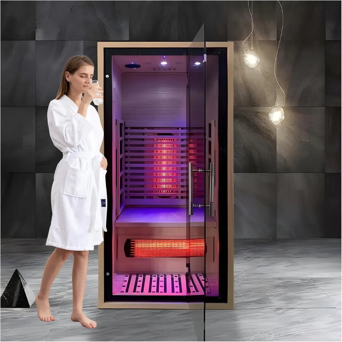 SMARTMAK 1-Person Indoor Infrared Sauna – Canadian Hemlock 1350W Indoor Infrared Sauna Qst United States