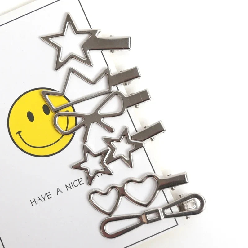 Y2K Silver Star Hair Clips – Multi-Style Set for Women & Girls Hair Clips Set Qme