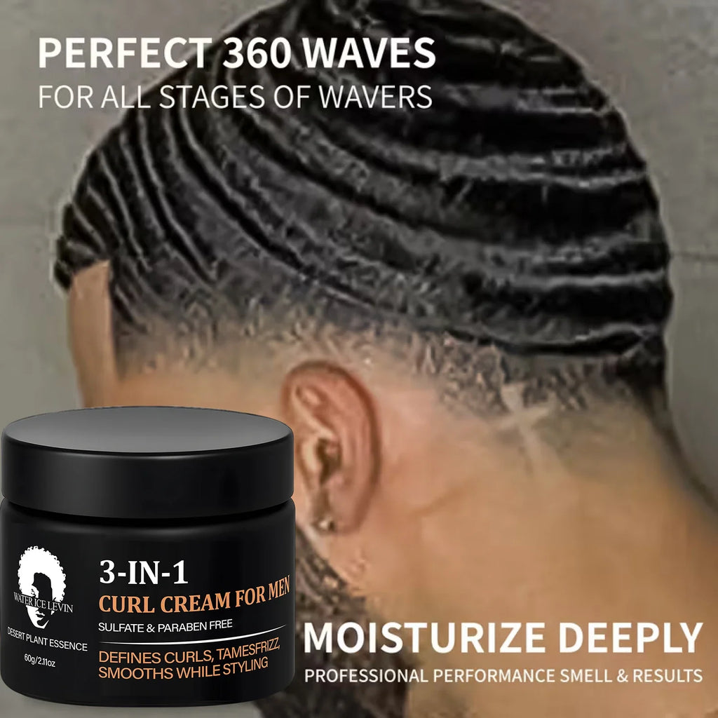 Men's 3-in-1 Curl Cream | Sulfate & Paraben Free Styling Curl Styling Cream Qme
