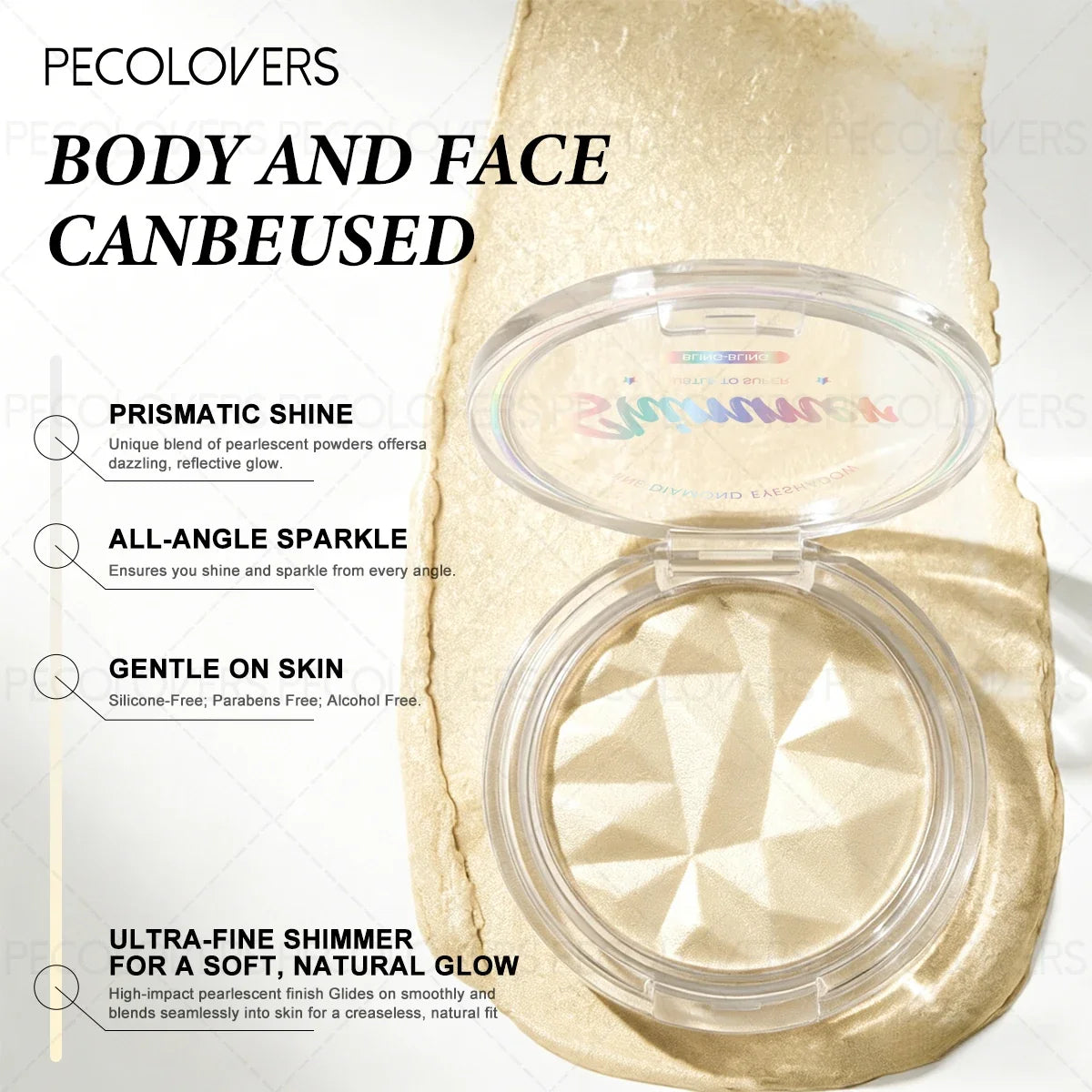 Multi-Functional Disc Highlighter – Champagne, White & Silver Face Highlighter Qme