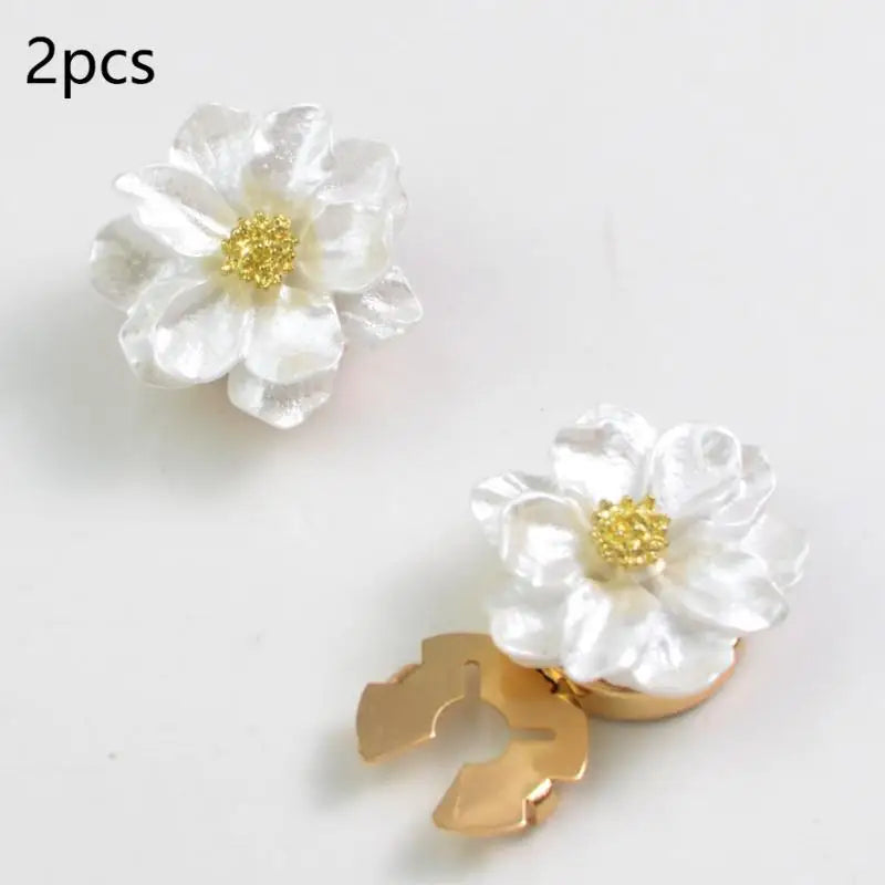 Rhinestone Flower Button Covers Cufflinks for Women – 10 Colors Button Cover Cufflinks Qme style 8