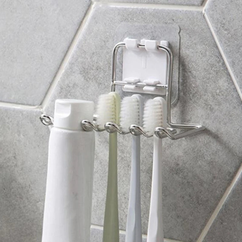 Wall-Mounted Stainless Steel Toothbrush & Razor Holder Toothbrush Holder Qst