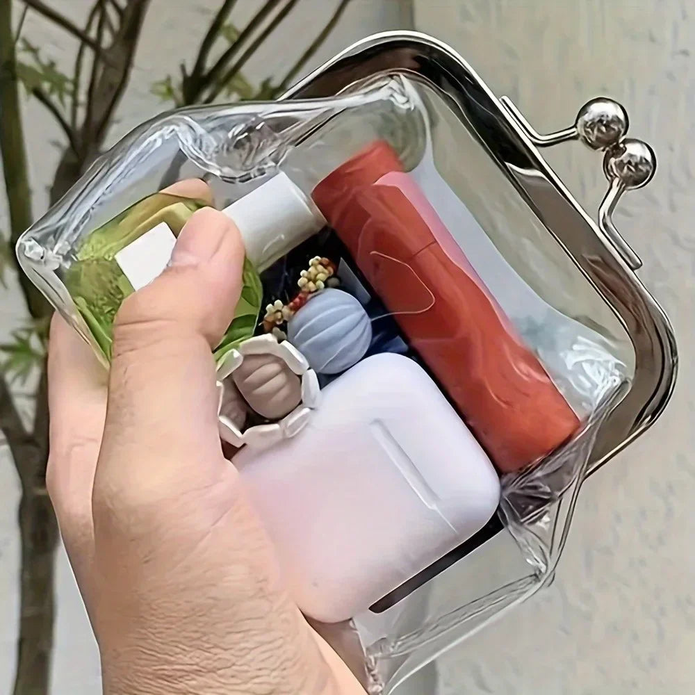 Retro PVC Compact Cosmetic Pouch – Travel Makeup & Coin Wallet Cosmetic Travel Pouch Qme