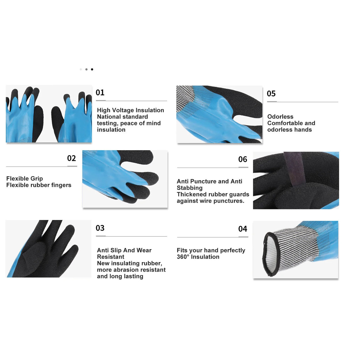 1000V Electrical Insulating Gloves – 360° Rubber Work Gloves Electrical Safety Gloves Qst