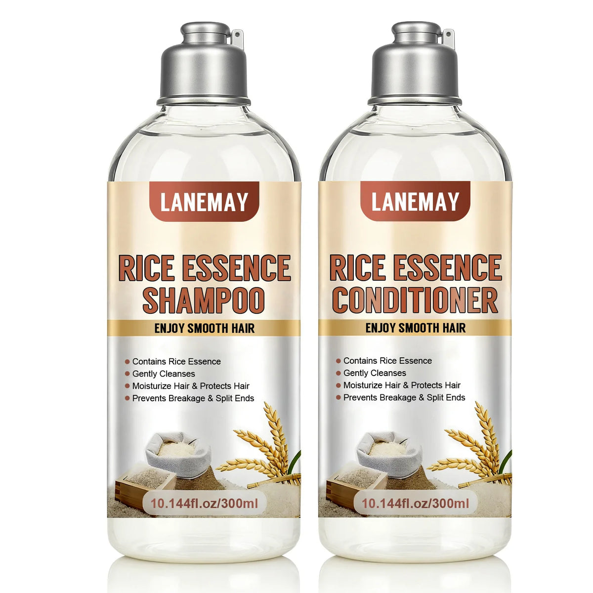 Rice Essence Shampoo & Conditioner Set | Deep Moisture Shampoo Conditioner Set Qst Nourishing
