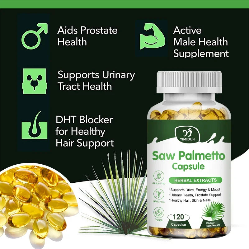 YIMIDUK Saw Palmetto Supplement – DHT Blocker & Hair Growth Herbal Supplement Qst