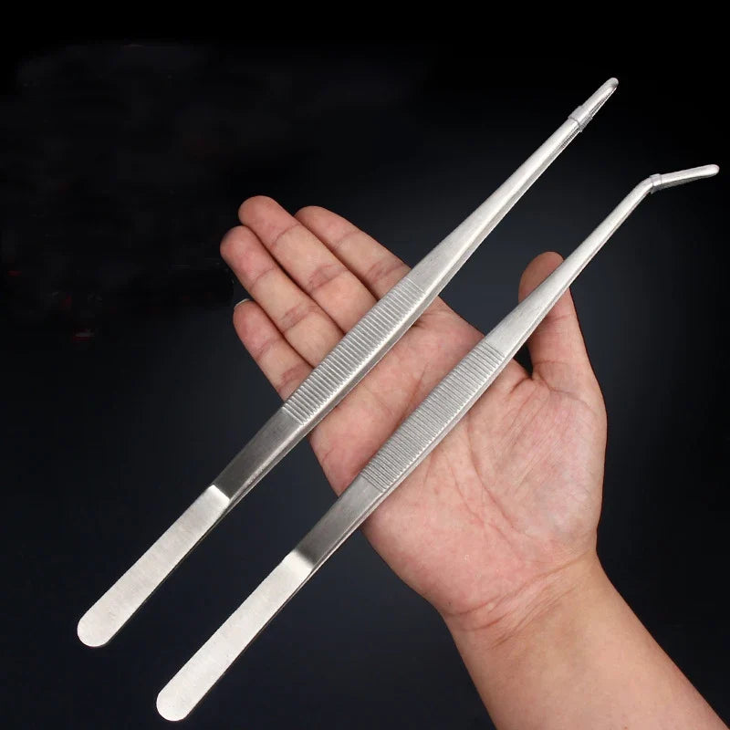 Stainless Steel Elbow Tweezers Aquarium Clip – Long Forceps Aquarium Tweezers Qme
