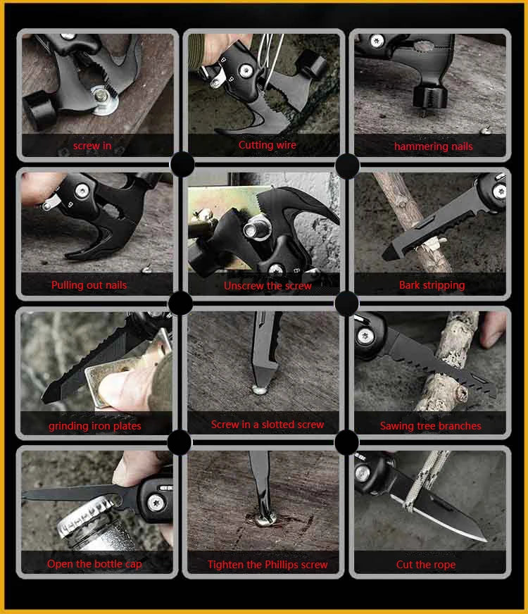 12-in-1 Multitool Hammer – Compact Stainless Steel Multi-Tool Multitool Hammer Qst