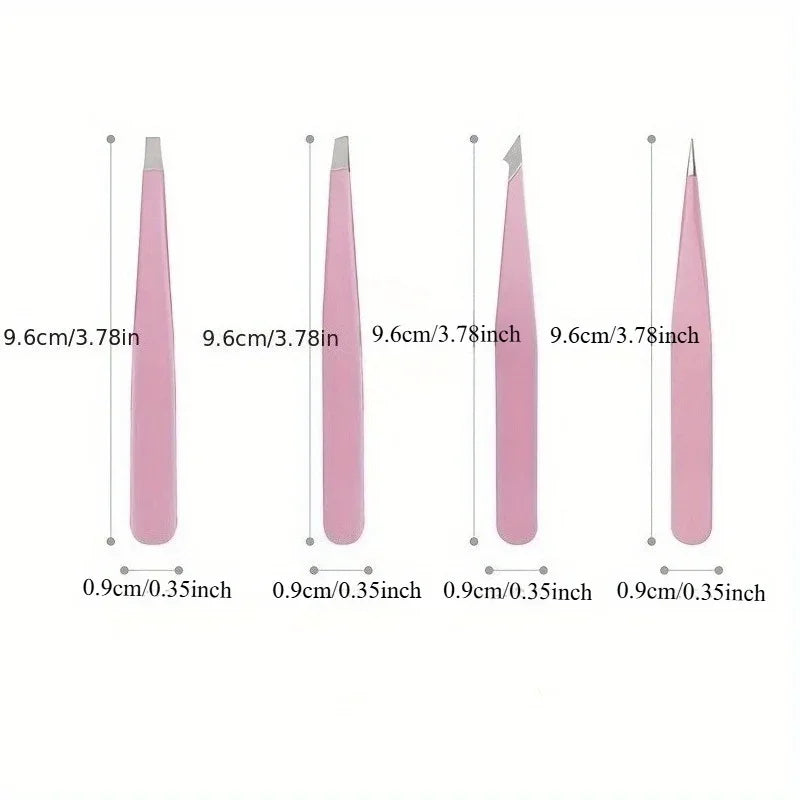 Pink Precision Eyebrow Tweezers Set – Shaping & Hair Removal Eyebrow Tweezers Set Qme