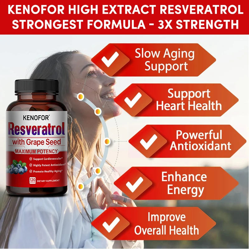 Resveratrol 1500mg Complex – Grape Seed & Green Tea Antioxidant Antioxidant Supplement Qst